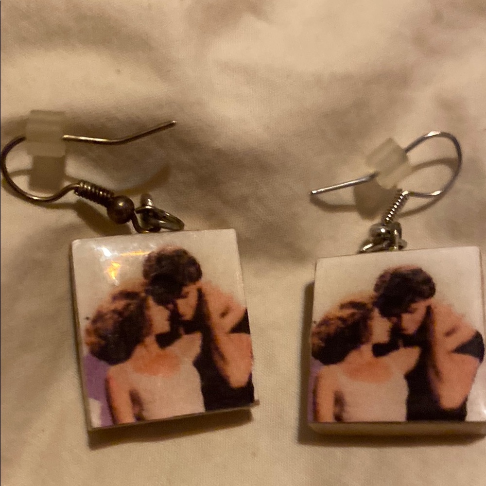 White and Brown Square Earrings with Vintage Design